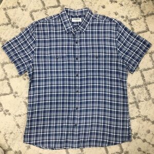 Express men’s blue plaid casual button down short sleeve shirt XL​​​